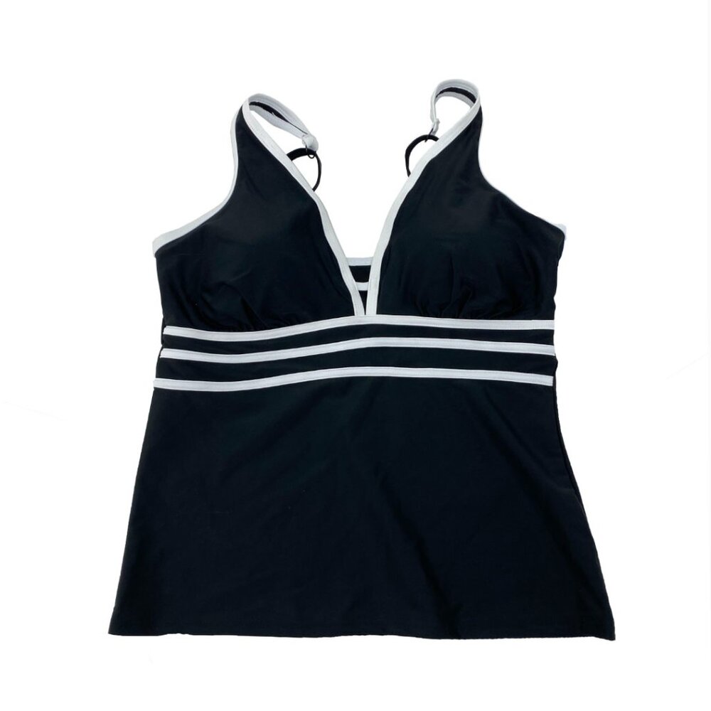 Christina Women's Tankini Top | Black w/ White Accents | Various Sizes **NEW